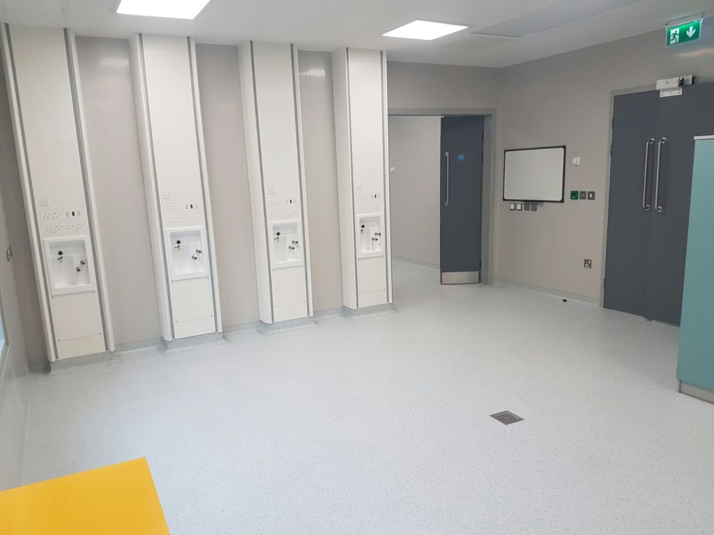 Sterile treatment room with epoxy decorative flake flooring
