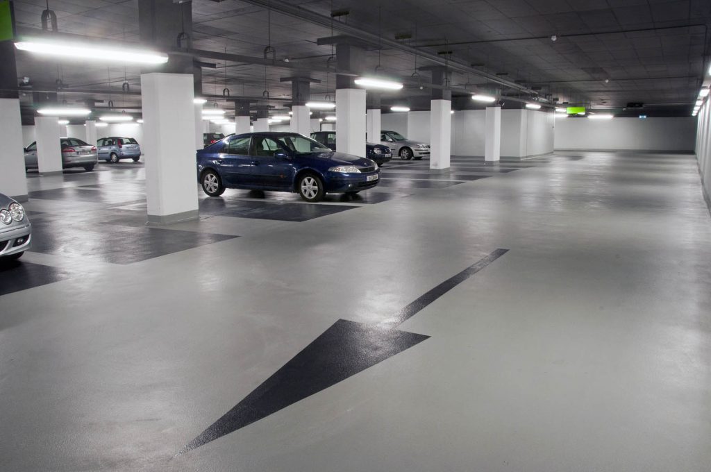 Large expanse of slip-resistant epoxy flooring