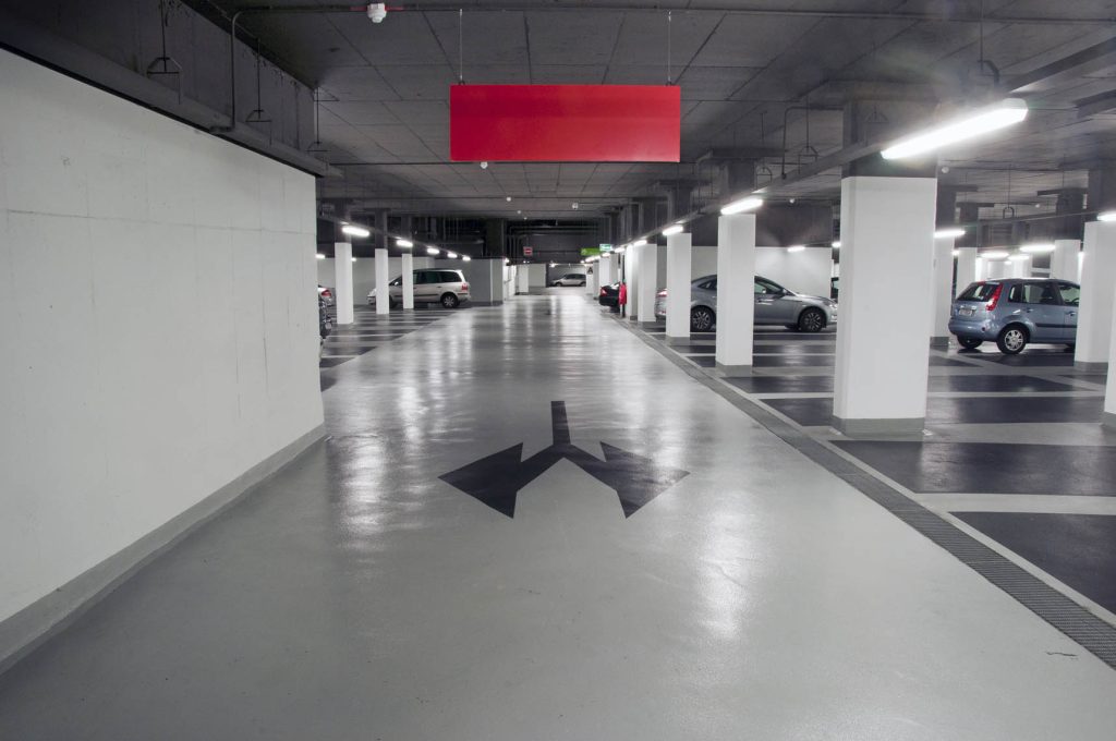 epoxy flooring applied after concrete repair works