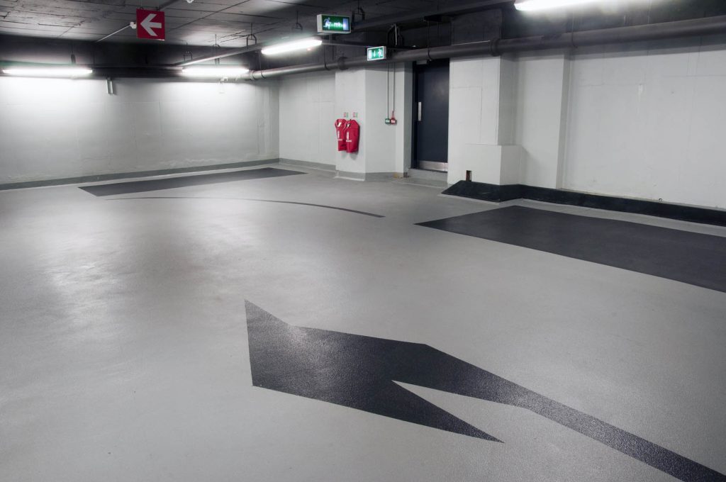 Renovated basement with slip-resistant epoxy floors
