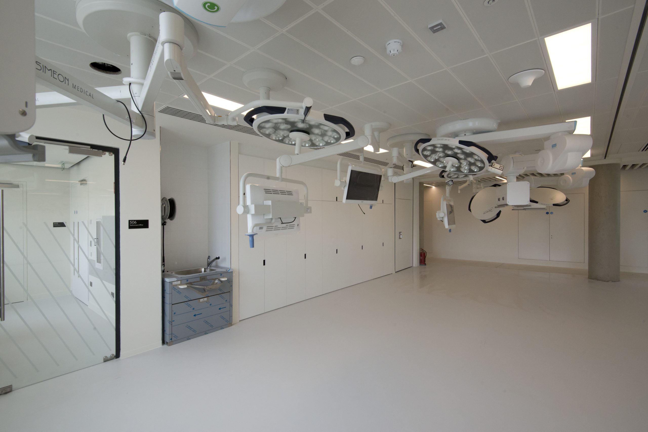 Laboratory with smooth, durable flooring and scientific equipment