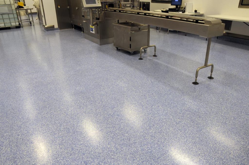 Wide expanse of Decoflake flooring in pharma manufacturing