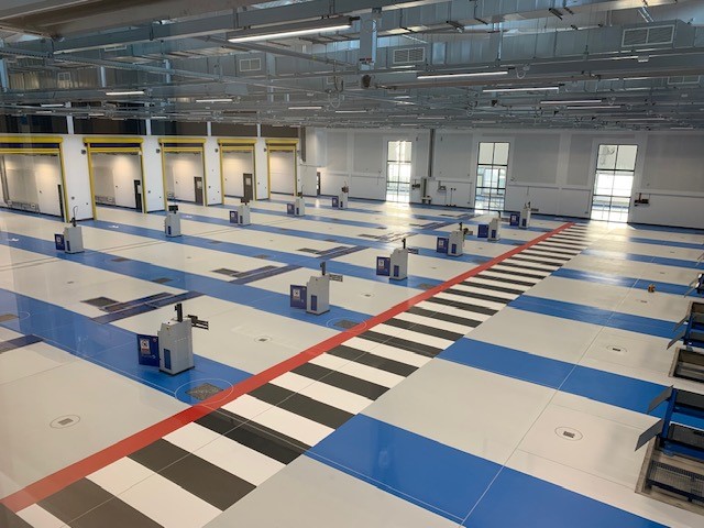 Vehicle test centre with clean, durable flooring